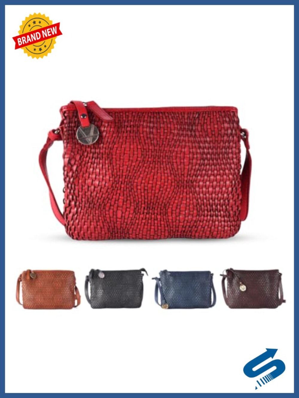 Genuine Leather Crossbody Sling Bag for Women Woven